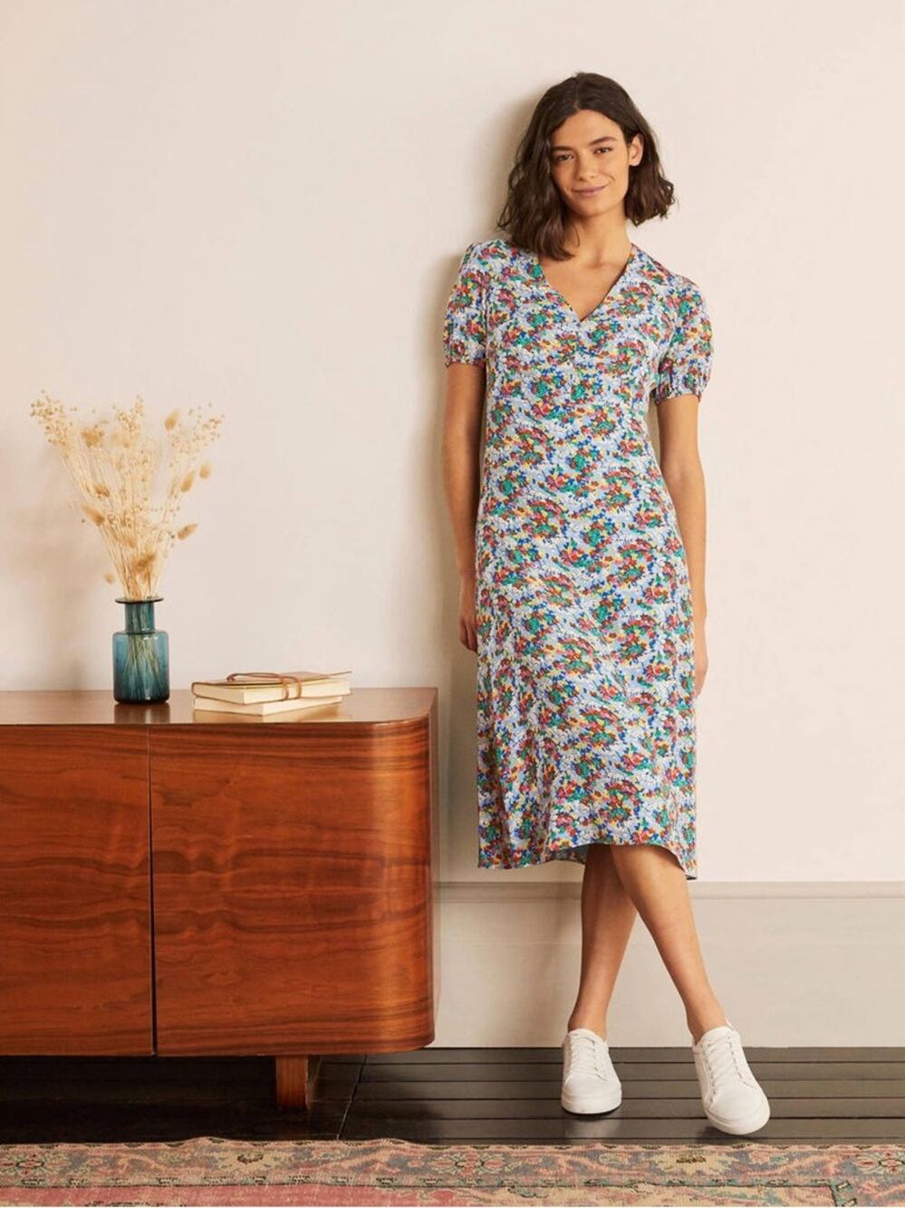 Boden Tessa Floral Midi Dress Size 14